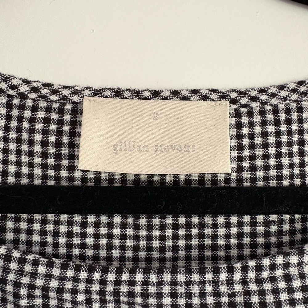 Gillian Stevens Finley Top Gingham Noir Size 2 Medium Large Linen Crop Top Tank - Picture 6 of 10